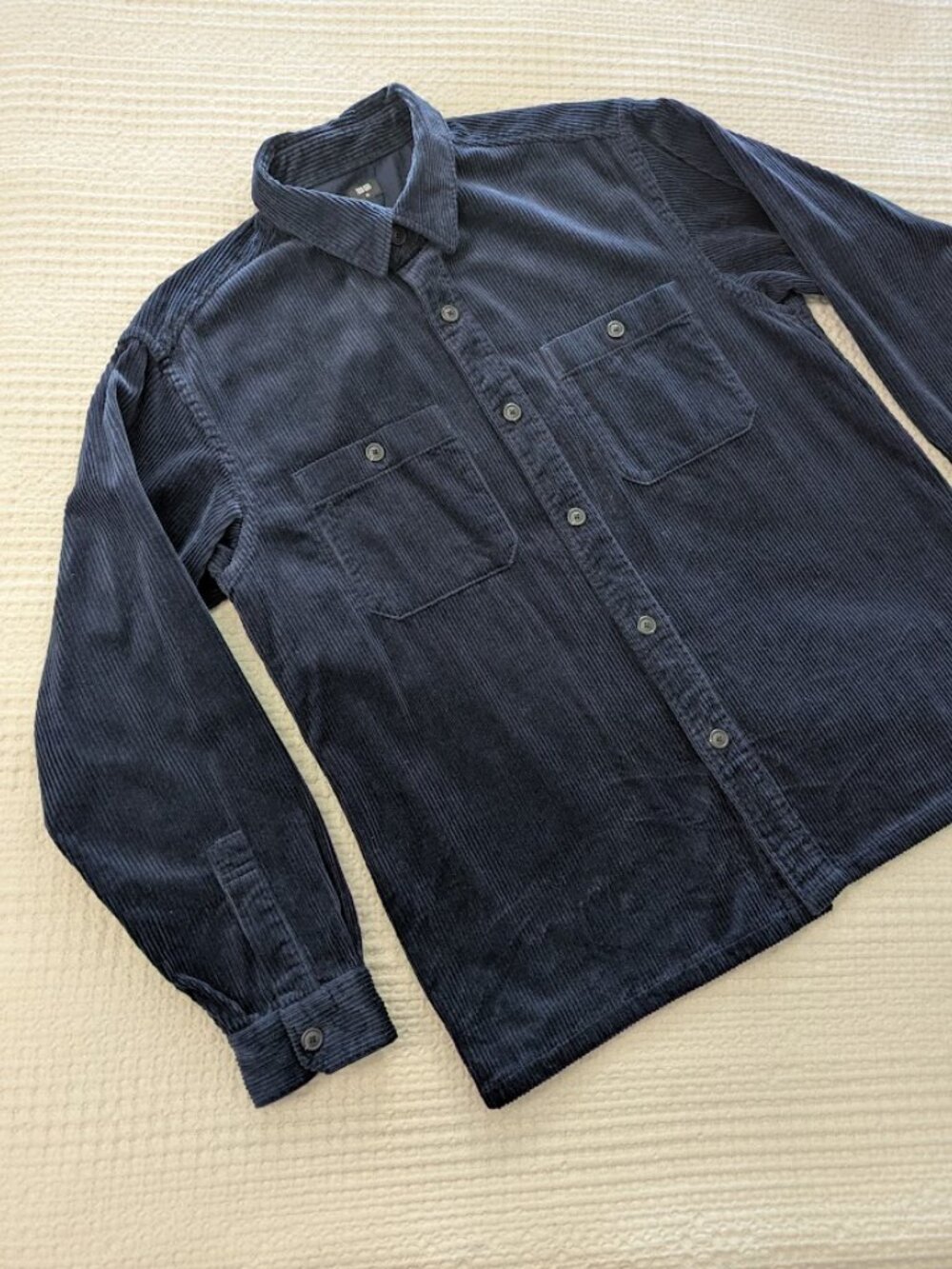 Uniqlo M Cotton Corduroy Navy Shacket Overshirt Y2K Cottagecore Preppy - Picture 3 of 12